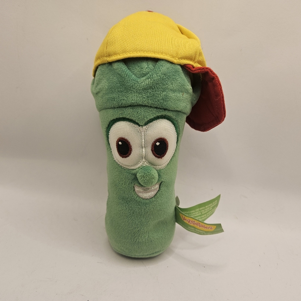 Veggie Tales JUNIOR ASPARAGUS Beanbag Plush Stuffed Toy 2016 BIG IDEA Used. 